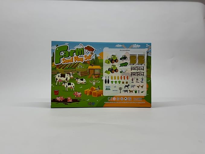 FRUSE Play Sand Farm Toys,Sensory Bins for Toddlers with 2.2lbs Sensory Play Sand,Farm Figures & Tractor Playset,Sandbox Toys for Kids 3 4 5 6 7-PurrikoPets