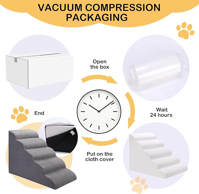 Dog Stairs for Bed and Couch, Non-Slip 5-Step Pet Stairs, 24" High Sofa Foam Dog Ramp - Best for Small Pets, Dogs and Cats with Joint Pain-PurrikoPets