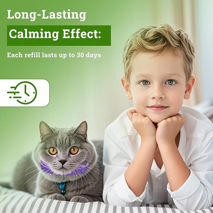 2 Diffusers& 6 Refills +2pcs Calming Collar Cat Calming Diffuser, Plug in Diffuser Cat Pheromone Calming Diffuser Starter Kit Helps Ruduce Anxious, Anti-Stress & Comforts Cats-PurrikoPets