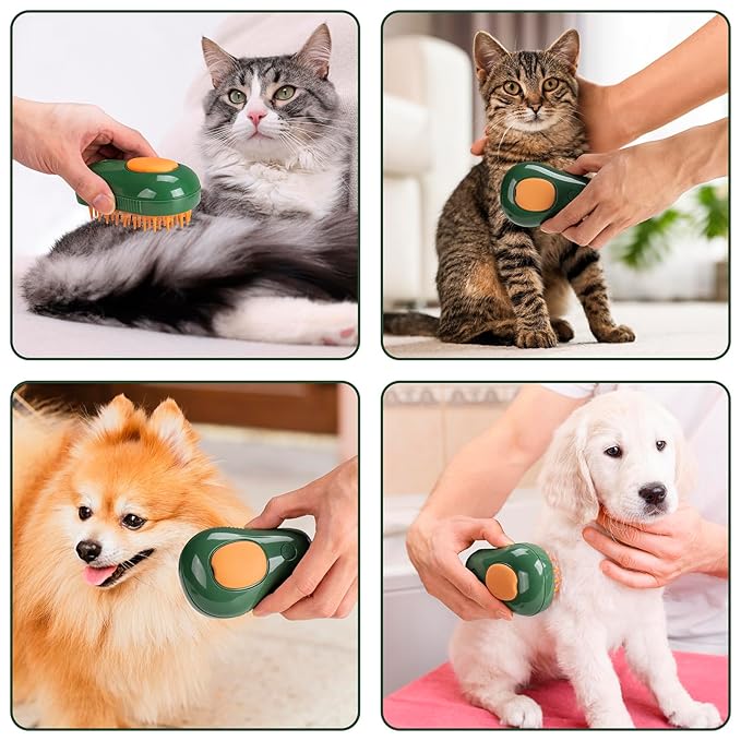 3-in-1 Steam Brush for Cat and Dog Deshedding - Portable Pet Hair Removal Tool for Indoor Shedding, Grooming Supplies-PurrikoPets