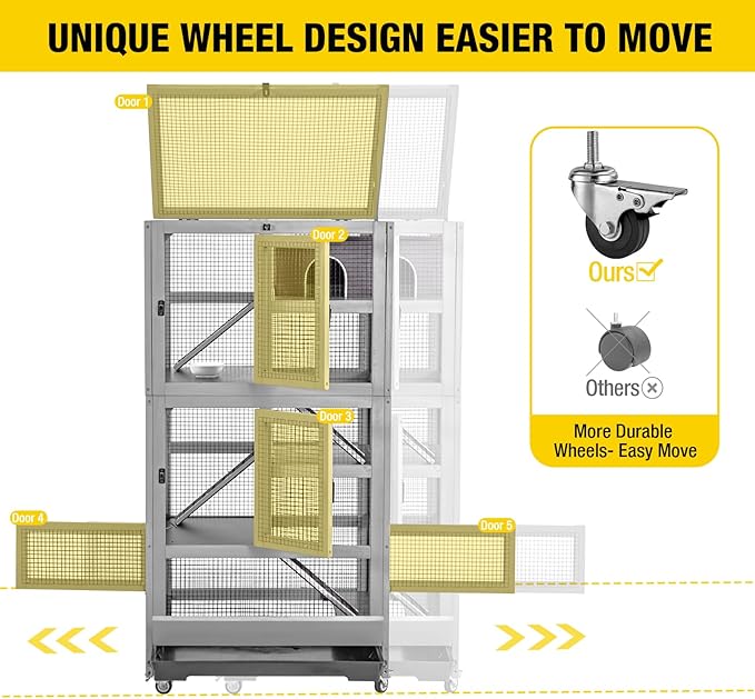Aivituvin Ferret Cage Chinchilla Cage for Rat,Lizard,Squirrel, Chameleon,Gerbils and Other Small Animals-PurrikoPets