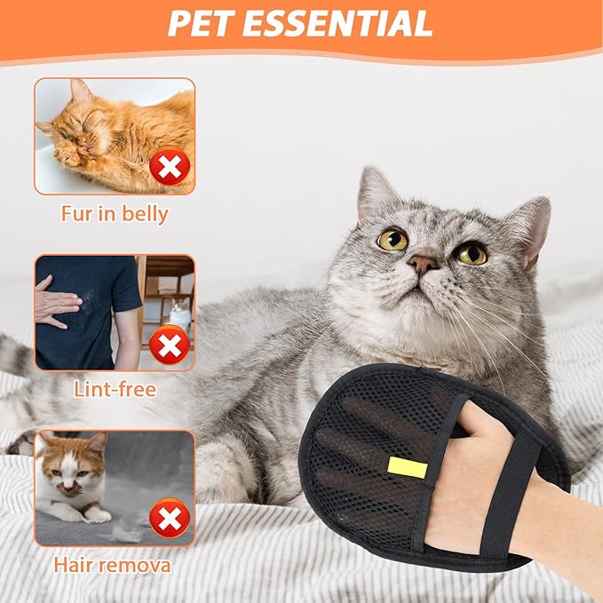 4 Pcs Pet Hair Remover Electrostatic Gloves, Upgrade Static Removal Gloves for Pet Hair, Reusable Multifunctional for Couch, Furniture, Carpet, Car Seat, Massage of Dogs and Cats-PurrikoPets