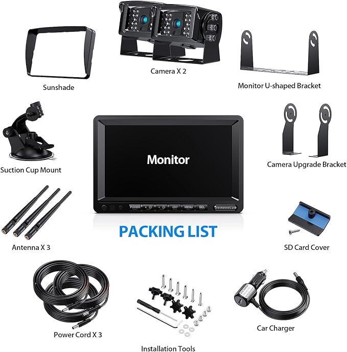 1080P FHD Digital Wireless Backup Camera System Kit for RV/Truck/Trailer/Van/Bus,Night Vision,7inch HD LCD Monitor,IP69 Waterproof Rear View Camera No Interference Record-HW02-M-PurrikoPets