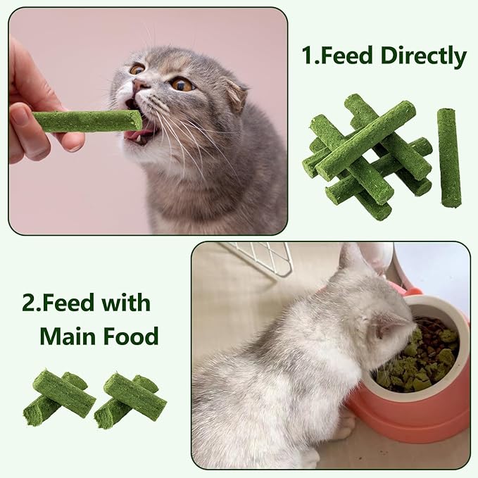 225g Cat Grass Teething Stick, Delicious Cat Treat Snack Edible Cat Chew Toy for Teeth Cleaning and Hairball Removal in Cats-PurrikoPets