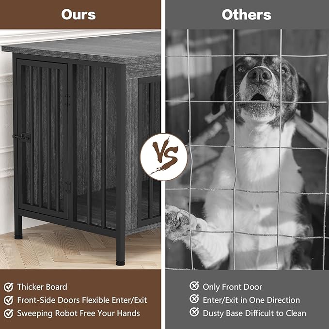 EasyCom 31.5" Small Dog Crate Furniture, Chew-Resistant Dog Crates for Small and Medium Dogs, Dog Kennel Furniture Indoor with 2 Doors and 3.94" Raised Feet, as TV Stand, End Table, Crate Table-PurrikoPets