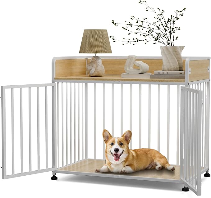 42inch Dog Crate Furniture, Medium Dog Kennel Indoor, Decorative Pet House End Table, Wooden Cage Kennel Indoor, Heavy Duty Dogs Crate Furniture for Large and Medium-PurrikoPets