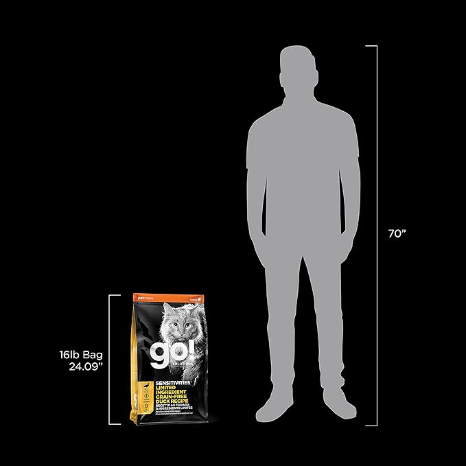 Go! Solutions Sensitivities Limited Ingredient, Grain-Free Dry Cat Food, Duck Recipe for Sensitive Stomach, 16 lb Bag-PurrikoPets