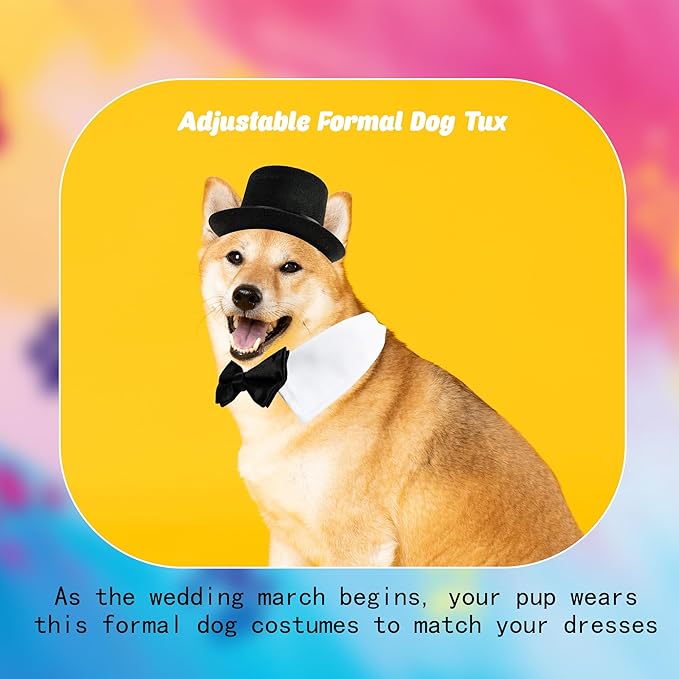 4 Pcs Pet Formal Halloween Costume Accessories Dog Wedding Bow Tie Top Hat Puppy Gentleman Costume for Small Medium Dogs Cats Halloween Party-PurrikoPets