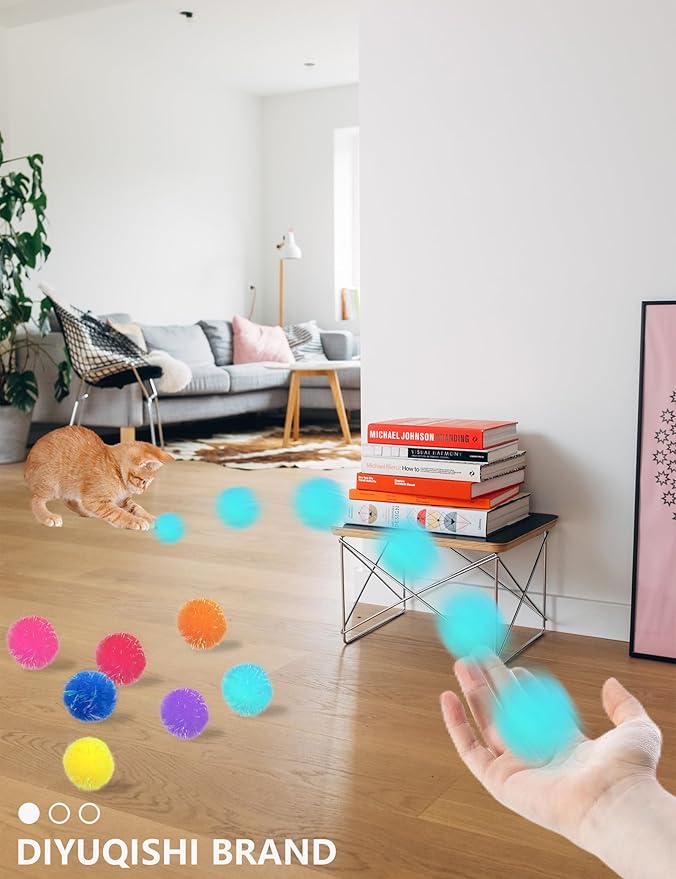 100-Pack Cat Toy Balls – Soft Fuzzy Toys for All Cats to Play and Exercise Indoors (1.5 inch, Cat Toys Pro Collection)-PurrikoPets