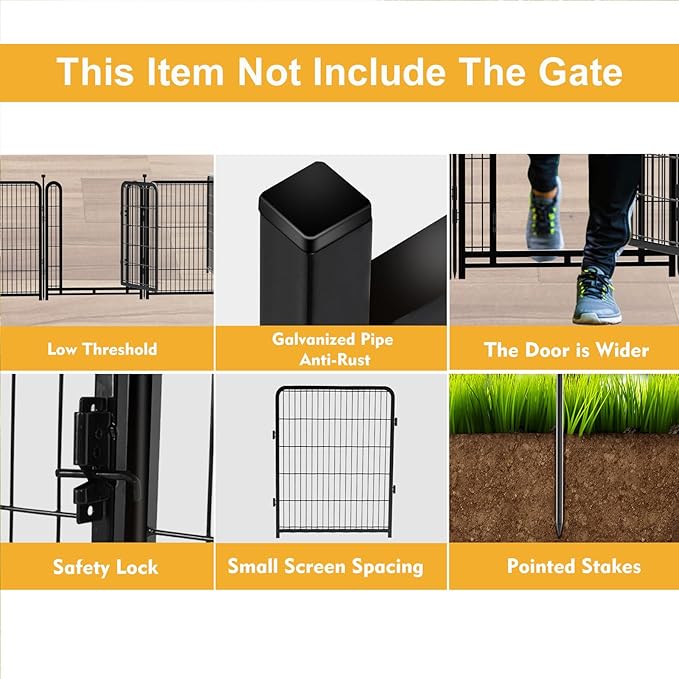 Garden Fence 36 Inch 14 Panels Without Gate, Inside and Outside, Total 31 Ft(l) Garden Fence for Yard and Dog, Black Dog Pen, Heavy Duty Pet Puppy Exercise Pen for Rv Camping-PurrikoPets