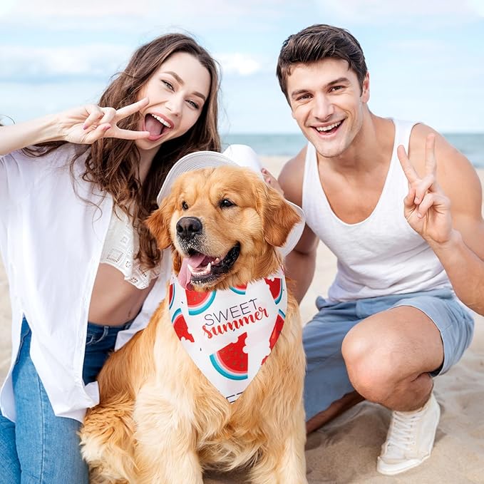 100 Pcs Fruit Dog Bandanas Bulk Summer Bandanas for Dogs Hawaiian Soft Bibs Adjustable Triangle Scarf for Small Medium Large Pet Costume-PurrikoPets