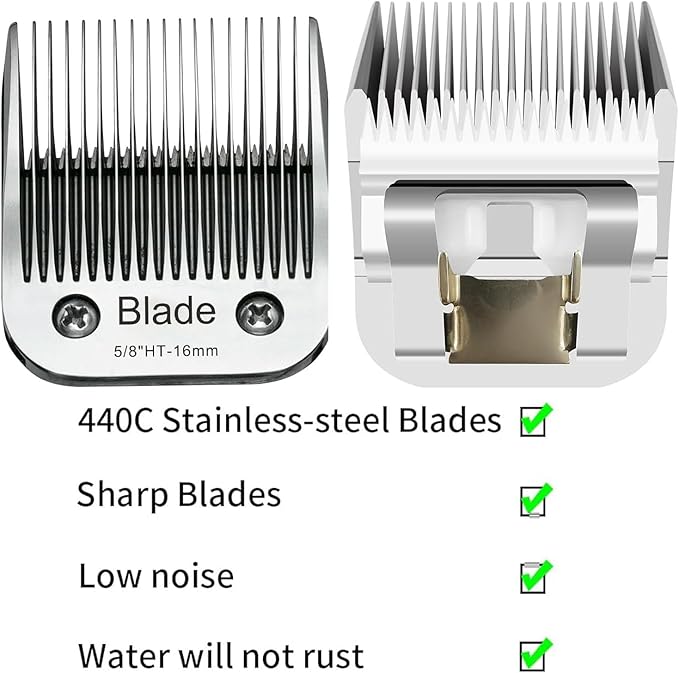 2PCS 5/8" HT Dog Grooming Replacement Blades Compatible with Andis Dog Clippers,Dog Clipper Blades Compatible with Wahl KM-10 Series Clippers, Oster A5,Size-5/8-Inch 16mm Cut Length-PurrikoPets