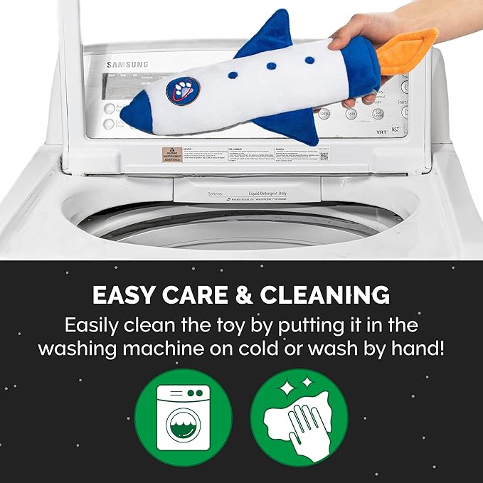 Furhaven Plush Cat Toy w/ Catnip for Indoor Cats, Washable & Durable w/ Refillable Catnip Pocket - Rocket Kicker Plush Toy - White/Blue, One Size-PurrikoPets