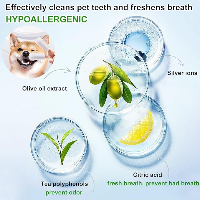 Dog Teeth Finger Wipes Cat Dental Finger Wipes, Puppy Teeth Cleaning Wipes, Pet Oral Care Pack of 50-PurrikoPets