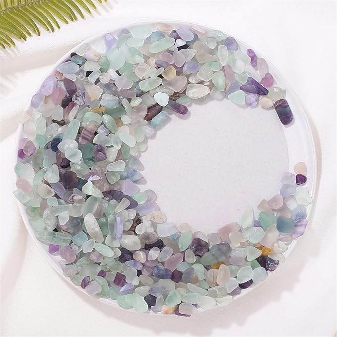 Fluorite Aquarium Gravel Rocks Natural Tumbled Healing Crystal Chips Bulk Gemstones Tumbled Crushed Stones for Fountain Vase Filler Planters Decorative Fish Tank Potted Reiki Energy Balancing 0.44lb-PurrikoPets