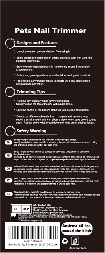 gonicc Professional Small Dog and Cat Nail Clippers Sharp Stainless Steel Pet Nail Trimmers(with Free Nail File in Handle), with Safety Guard to Avoid Overcutting-PurrikoPets