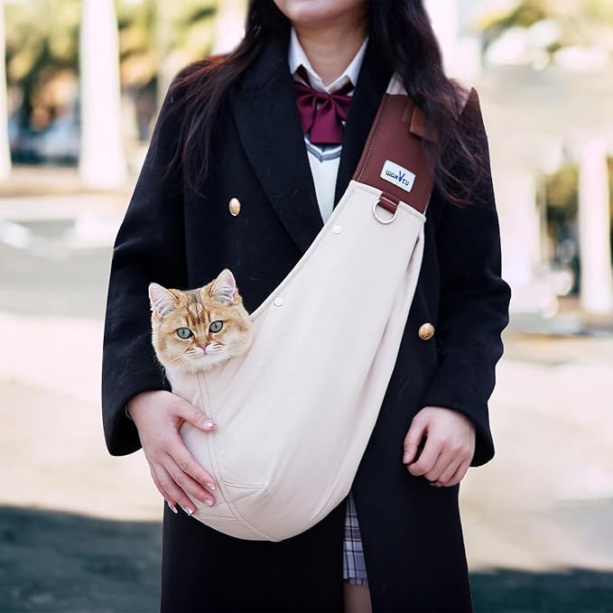 Dog Sling Carrier for Small Dogs - Front Dog Carrier with Adjustable Strap - Hands Free Pet Papoose Bag for Chest - Suitable for Puppy, Small Dogs, and Cats for Outdoor Travel,15 lbs-PurrikoPets