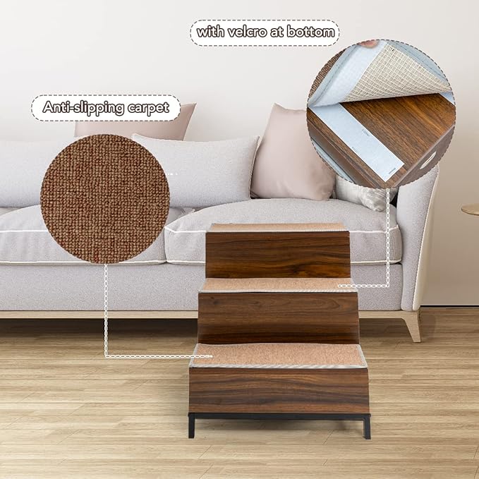 Dog Window Perch, Pet Bunk Bed with Multi-Level Platform, Non-Slip Cat Window Perch with Stroage Drawers, Dog Perch to Look Out Window, Wooden Steps for Small, Large Sized Dogs and Cats-PurrikoPets