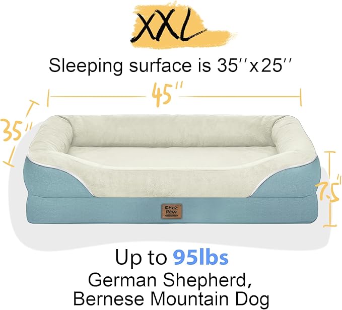 Washable Orthopedic Large Dog Bed - Dog Beds Large Sized Dogs with Removable Cover Waterproof Orthopedic XL Pet Bed with Bolster-PurrikoPets