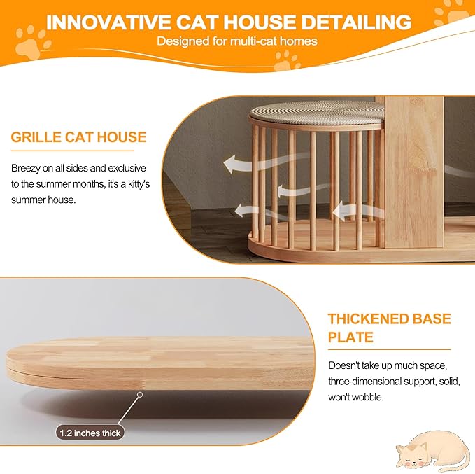 75 inch Cat Tree Tower for Indoor Cats Large Adult, Modern Big Cat Climbing Tower, Tall Cats Post, Corner Wood Cute Cat Condo with Sisal Scratching Posts-PurrikoPets