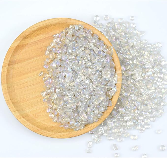 1Lb/460g Irregular Sea Glass Stones Artificial Crystal Gem Pebbles for Aquarium/Turtle Tank/Terrarium/Flowerpot/Vase Landscape Ornament Decoration, Hyun White-PurrikoPets