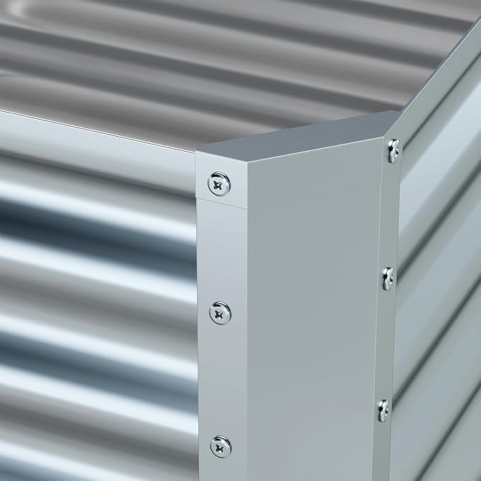 EKX 4x2x2FT Galvanized Raised Garden Bed, Raised Garden Bed Kit-Metal Planter Box Outdoor,Planting for Vegetables, Fruits,Herbs, Flowers-Slive-PurrikoPets