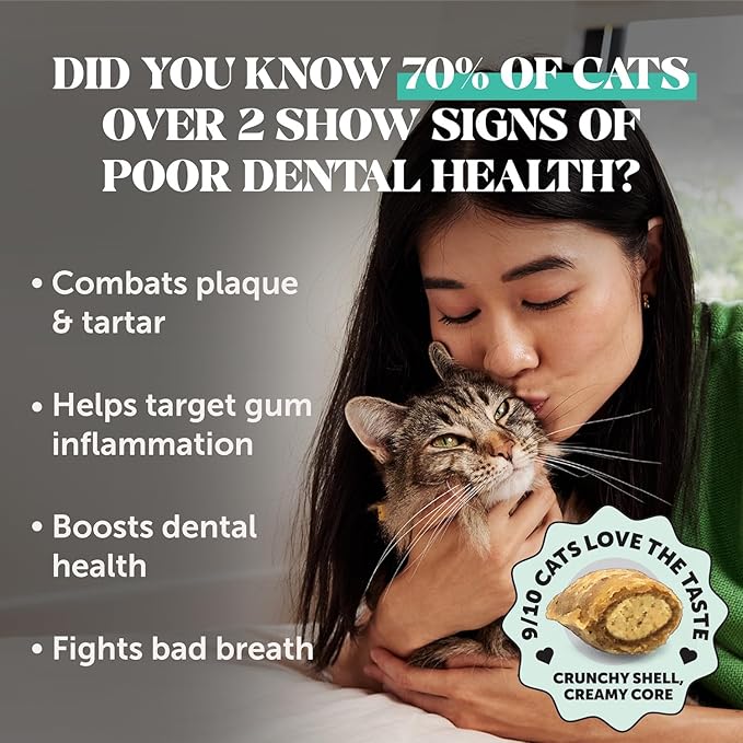 Fresh Dental Bites for Cats - Crunchy & Creamy Cat Dental Treats for Fresh Breath, Plaque + Tartar Control, Cleans Teeth + Gums, Daily Cat Oral Care (30 Day Supply)-PurrikoPets
