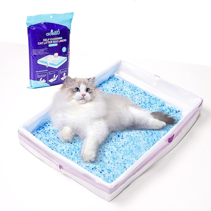 24 Count Litter Box Liners, Waste Bags Compatible with Pet-safe ScoopFree Self-Cleaning Litter Box Tray Refills, Drawstring Litter Bags for Reusable Tray, Pre-Separated (38"L x 14.5"W x 7.8"H)-PurrikoPets