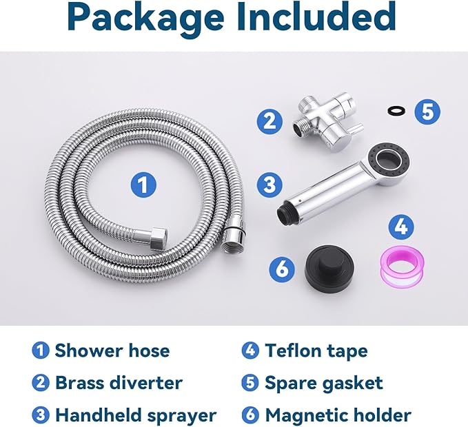 Dog Shower Attachment, 3 Mode Handheld Sprayer with ON/OFF Switch, G1/2" Metal Diverter, 100 Inches Stainless Steel Hose, No Drill Holder, for Pet and Dog Washing in Bathroom-PurrikoPets