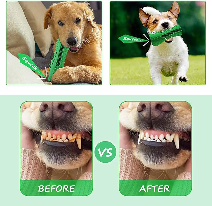 Dog Toys for Aggressive Chewers Large Medium Breed, Indestructible Dog Toothbrush Chew Toys, Squeaky Interactive Tough Extremely Durable, Dogs Toys to Keep Them Busy-PurrikoPets