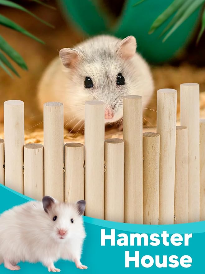 2PCS Wooden Hamster Fence, Bridge Cage Decor, Wooden Hamster Accessory 11.8in(3.93in High)-PurrikoPets