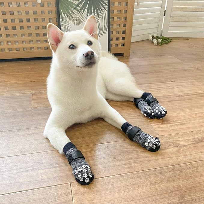 EXPAWLORER Anti Slip Dog Socks to Prevent Licking Paws, Dog Shoes for Hot Pavement, Dog Booties for Small Medium Large Senior Dogs, Traction Control Boots & Paw Protectors for Hardwood Floors-PurrikoPets