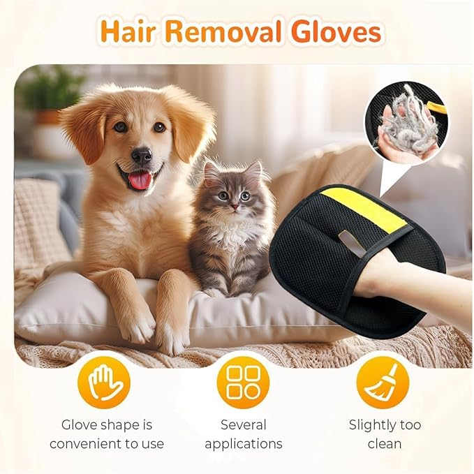 2PC Pet Hair Removal Glove,2025 New Reusable Pet Hair Removal Tool, Suitable for Bed Sheets, Sofas, Clothes, Carpets, Car Seats, and Static Gloves for Dogs and Cats-PurrikoPets