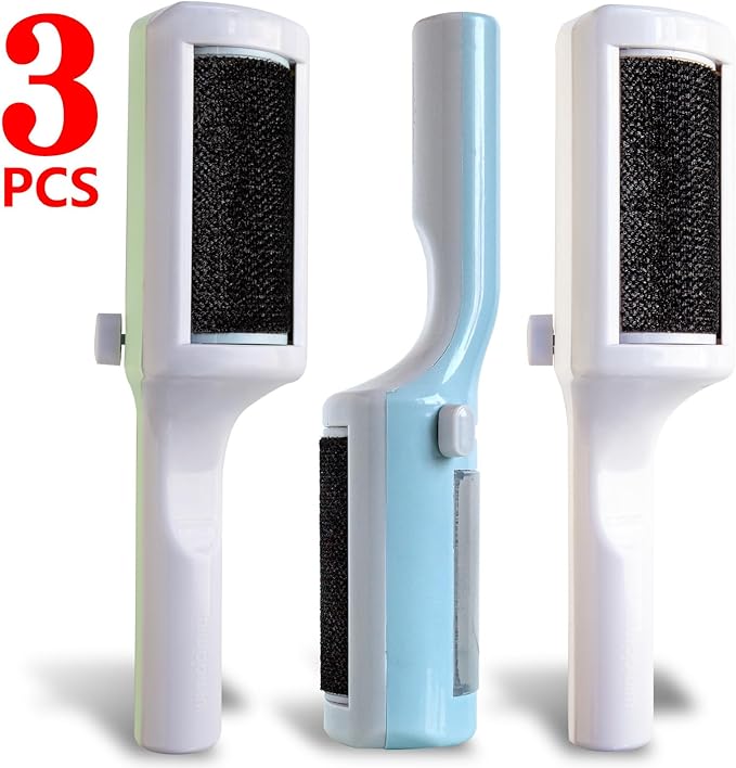 3 Packs Pet Hair Remover Roller Lint Brush and Reusable Lint Roller Dog & Cat Hair Remover for Rug, Furniture, Couch, Car, Carpet, Clothes and Bedding Multi-Surface Fur Removal Tool-PurrikoPets