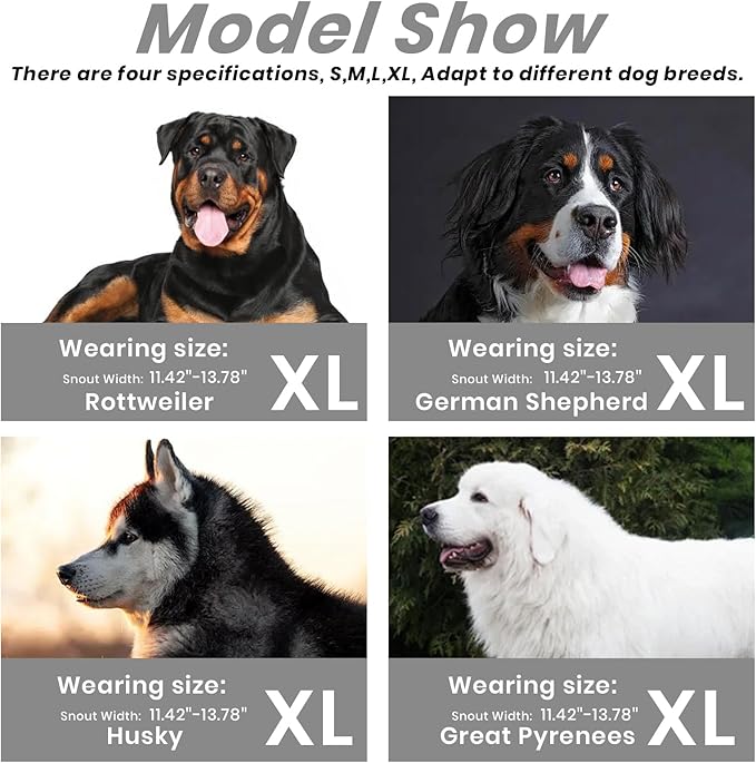 Dog Muzzle, Basket Muzzle for Small Medium Large Dogs, Anti-Biting and Chewing, Lightweight & Sturdy Cage Design, Allows Panting & Drinking, Ideal for Grooming & Training(Black Size XL)-PurrikoPets