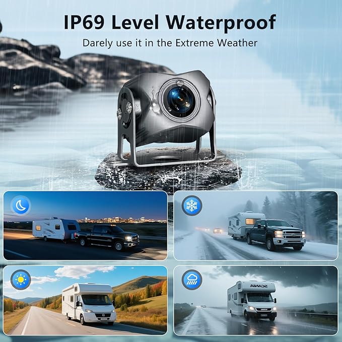 5 Channel Backup Camera System,Carplay & Android Auto,GPS Navigation, Touchable 11 inch Monitor with Loop Recording DVR car Stereo,1080P Rearview Camera for RV/Truck/Trailer Pickup,128GB Card-PurrikoPets