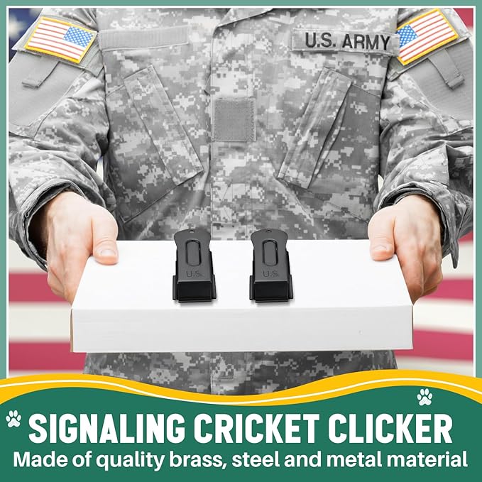 2 Pieces Brass Pet Training Clicker Signaling Cricket Clicker Metal Dog Clicker for Puppy Cats Trainer Pet Owners (Black)-PurrikoPets