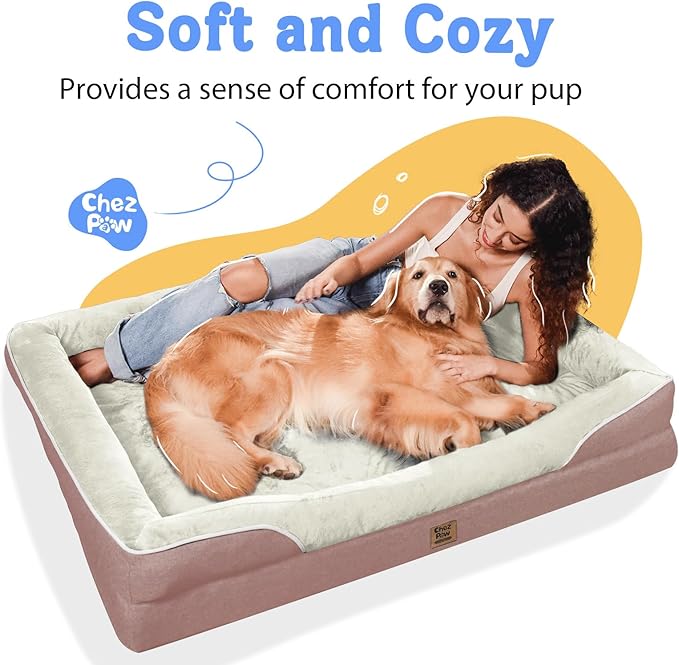 Orthopedic Washable Large Dog Bed - Dog Beds Large Sized Dogs with Removable Cover Waterproof Orthopedic Pet Bed XL Dogs Beds with Bolster-PurrikoPets