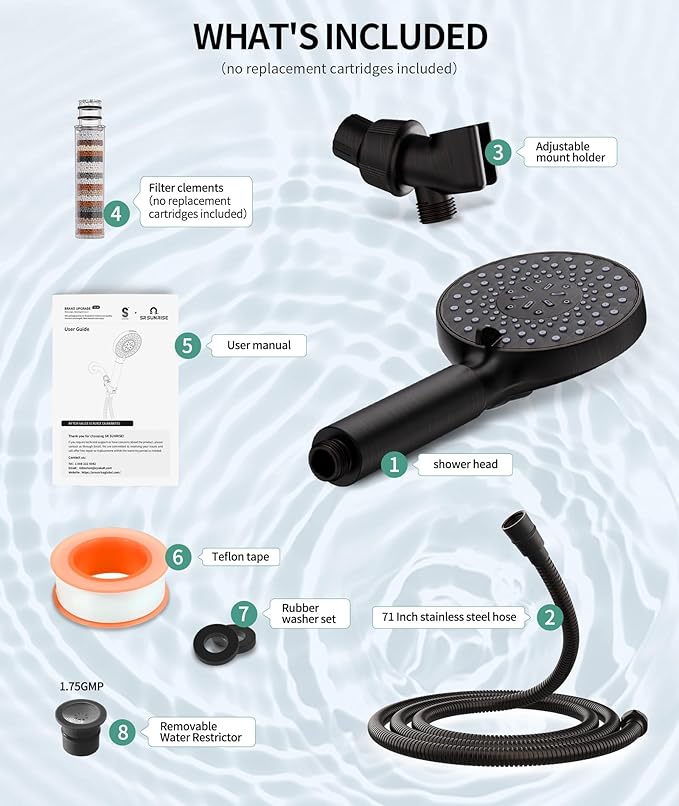 Filtered Shower Head with Handheld, High Pressure 9 Spray Mode ORB Showerhead with Filters, detachable shower head,Water Softener Filters Beads for Hard Water - Remove Chlorine-PurrikoPets