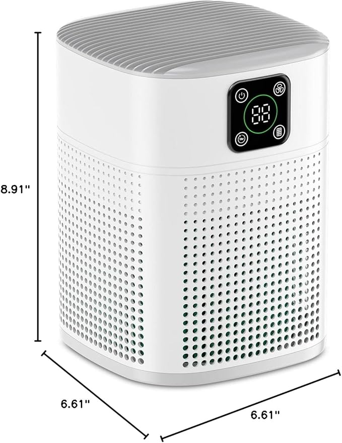 Air Purifiers for Bedroom, Honeyuan H13 HEPA Air Purifier for Home Large Room 600 sqft, Air purifiers with 360°Air Intake, 3 Fan Speeds, 3-Stage Filtration, White-PurrikoPets