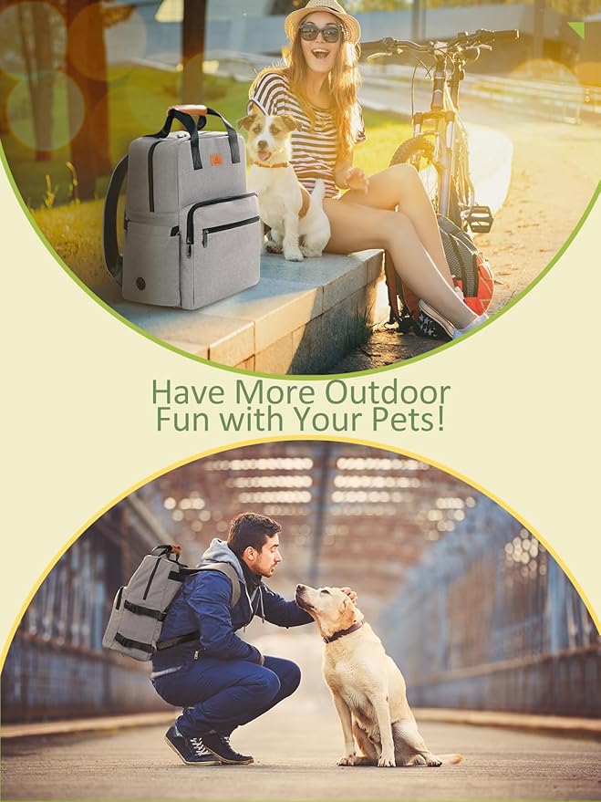Dog Travel Bag, 25L Airline Approved Dog Travel Backpack for Pet Travel Accessories with 2 Food Storage Containers, 2 Foldable Bowls for Short Trips, Grey-PurrikoPets