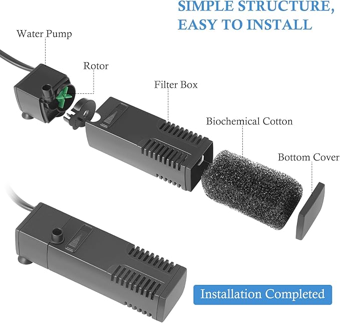 FEDOUR Submersible Aquarium Internal Filter, Filter with Water Pump for Fish Tank up to 35 Gallon (for 3-20 Gallon)-PurrikoPets