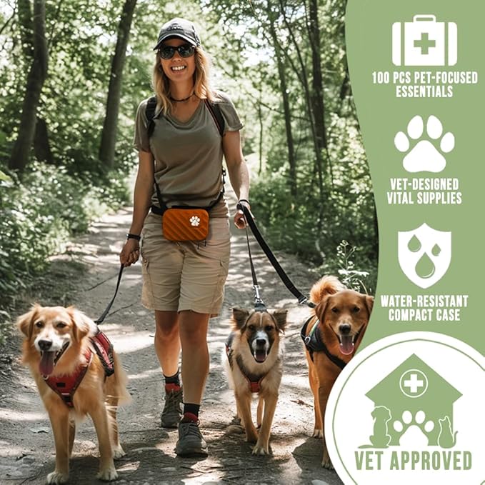 EVERLIT Pet Medic First Aid Kit | Vet-Approved Animal Care Kit with 95 Pcs Medical, Outdoor & Emergency Supplies to Treat Dogs, Cats | Travel-Friendly Compact Bag for Home, Car and Travel (Blue)-PurrikoPets