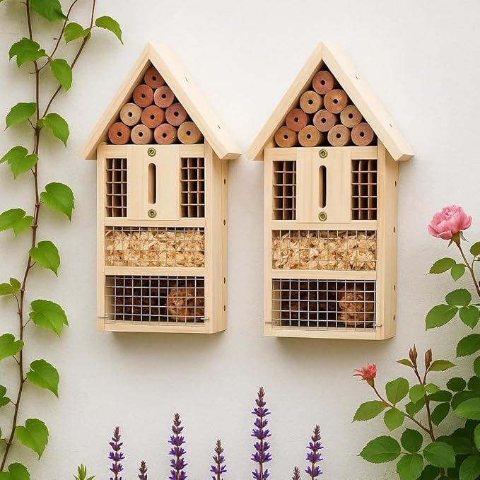 2 PK Large Cedar Wood Insect House Kit for DIY Project Backyard Insect House, Bee House, Nesting Habitat Shelters, Garden Shelter for Bees, Butterflies, Bugs-PurrikoPets