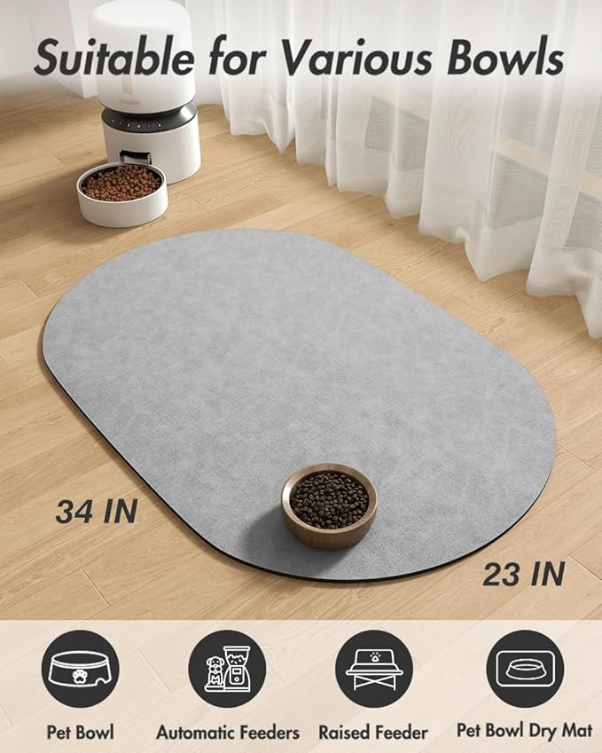 Absorbent Dog Food Mat-Dog Mat for Food and Water Bowl, Quick Dry Pet Food Mat, No Stains Cat Feeding mat, Pet Accessories Pet Supplies-Cat Water Bowl Mat for Messy Drinkers-PurrikoPets