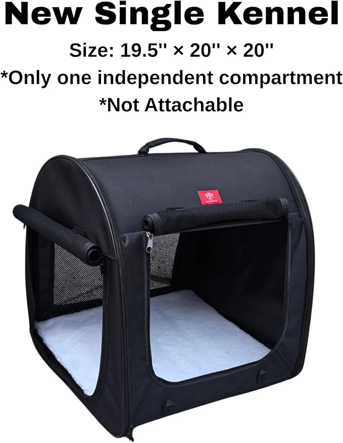 Fabric Portable Pet Kennel/Shelter, Single, Black 20"x20"x19.5" - Car Seat-Belt Fixture Included-PurrikoPets