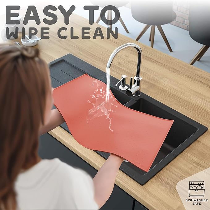 Dog Food Mat - 28x18 Raised Edges Dogs Mat for Food and Water Prevent Spill, Waterproof Cat Food Mats Protect Floors, Easy Clean Dog Bowl Mats for Food and Water, Silicone Pet Feeding Placemats-PurrikoPets