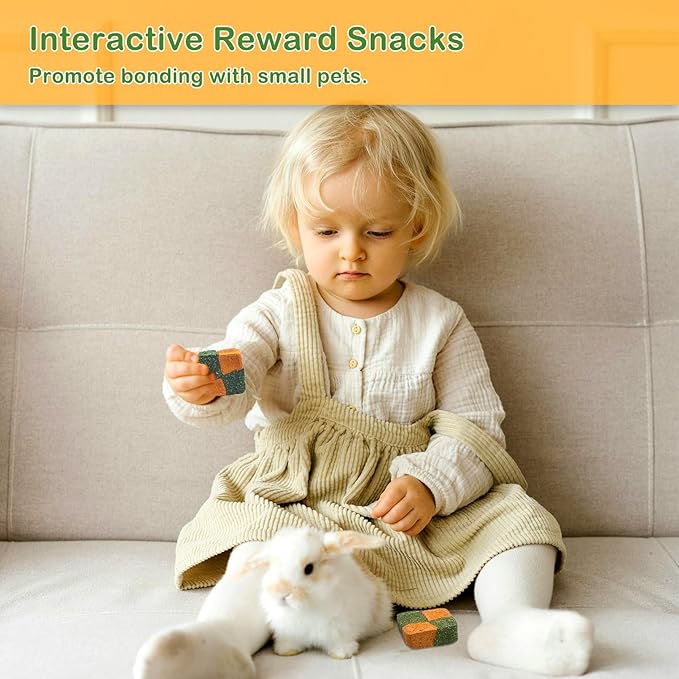 Fhiny 24 PCS Rabbit Chew Toys, Natural Timothy Hay Carrot Biscuit Handmade Bunny Molar Toys for Teeth Small Animal Snacks for Rabbits Guinea Pigs Chinchillas Hamsters Gerbils-PurrikoPets