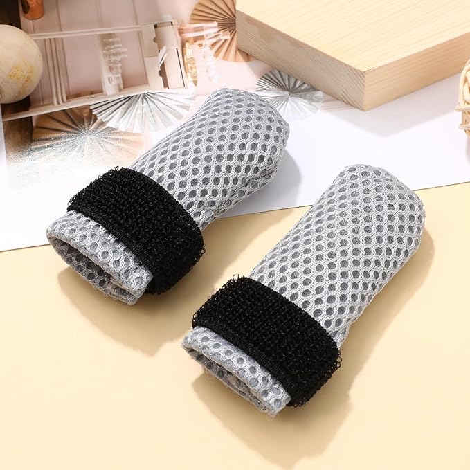 4Pcs Cat Nail Caps, Cats Booties Mittens Paw Covers Caps Shoes for Bathing Shaving Checking Nail Cutting, Pet Grooming Socks AntiScratch Adjustable Pet Claw Protector Foot Sleeves, Grey M-PurrikoPets