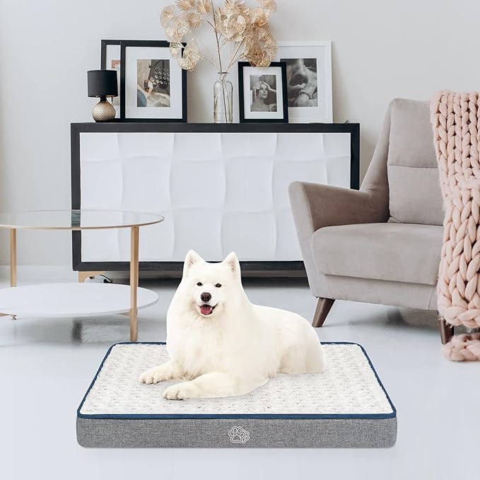 EMPSIGN Reversible Cool and Warm Dog Bed for Crate Pad, Pet Beds with Washable and Removable Cover, Dog Crate Beds Sleeping Mats, Beds for Dogs Crate for Large Medium Small Dogs, Grey-PurrikoPets